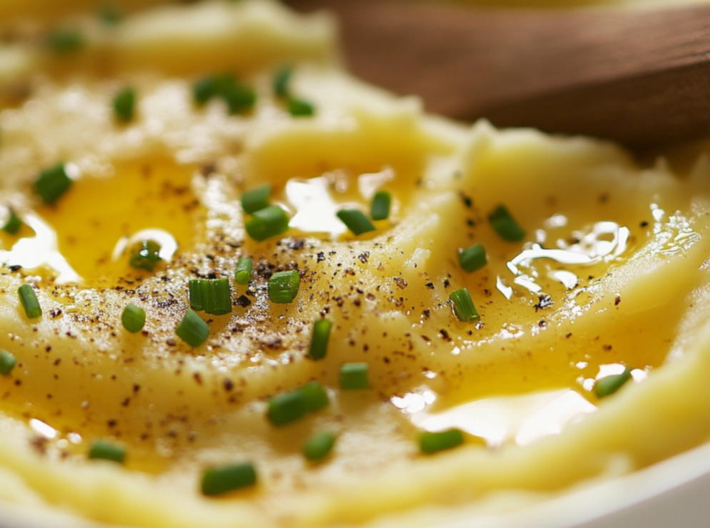 Best Mashed Potatoes Recipe served with fresh herbs and a pat of butter. Title: Creamy Best Mashed Potatoes Recipe