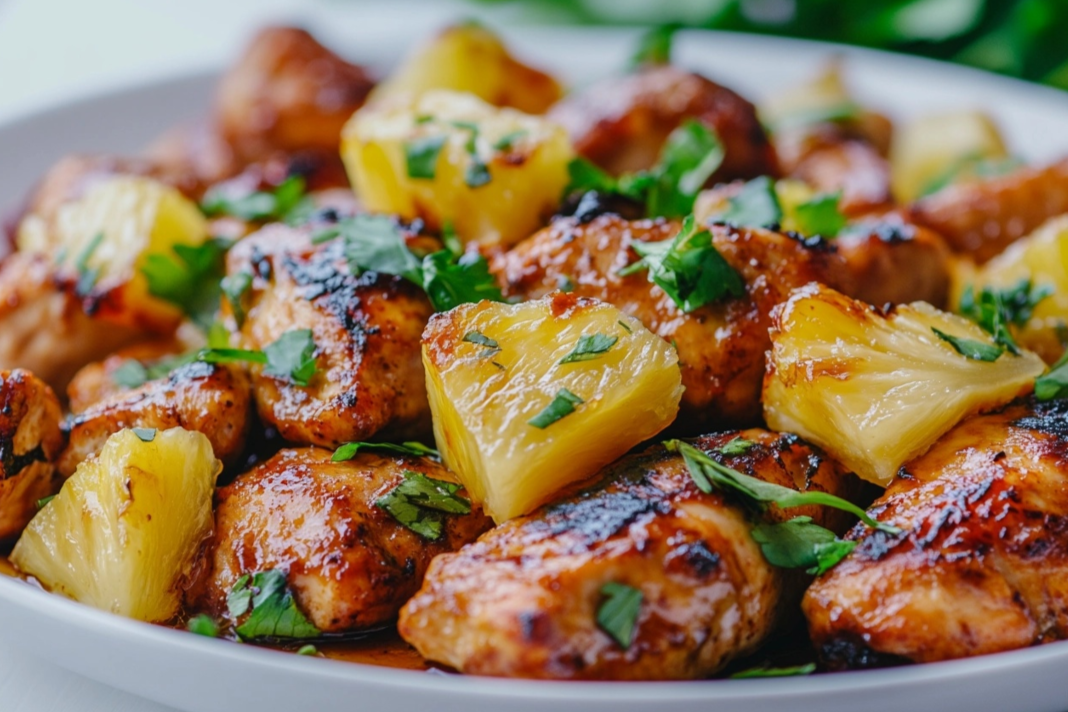 pineapple chicken plated