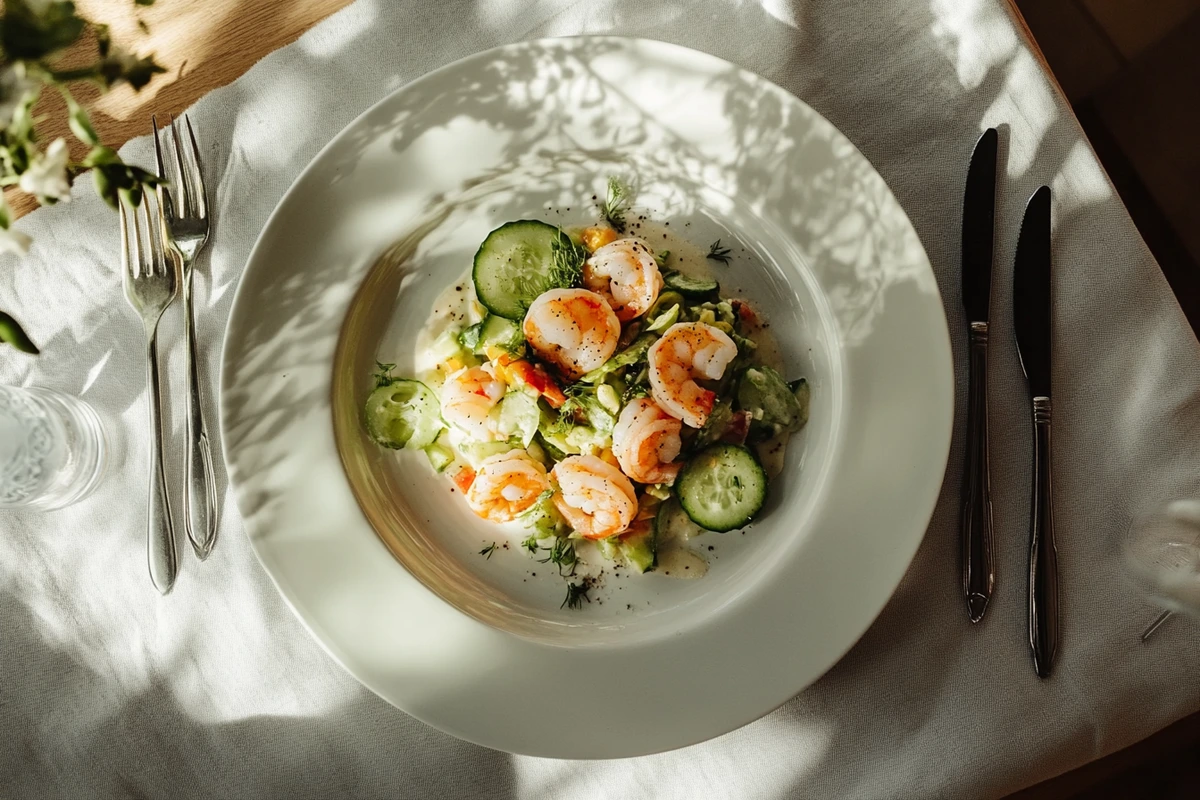 shrimp and cucumber salad recipe serving