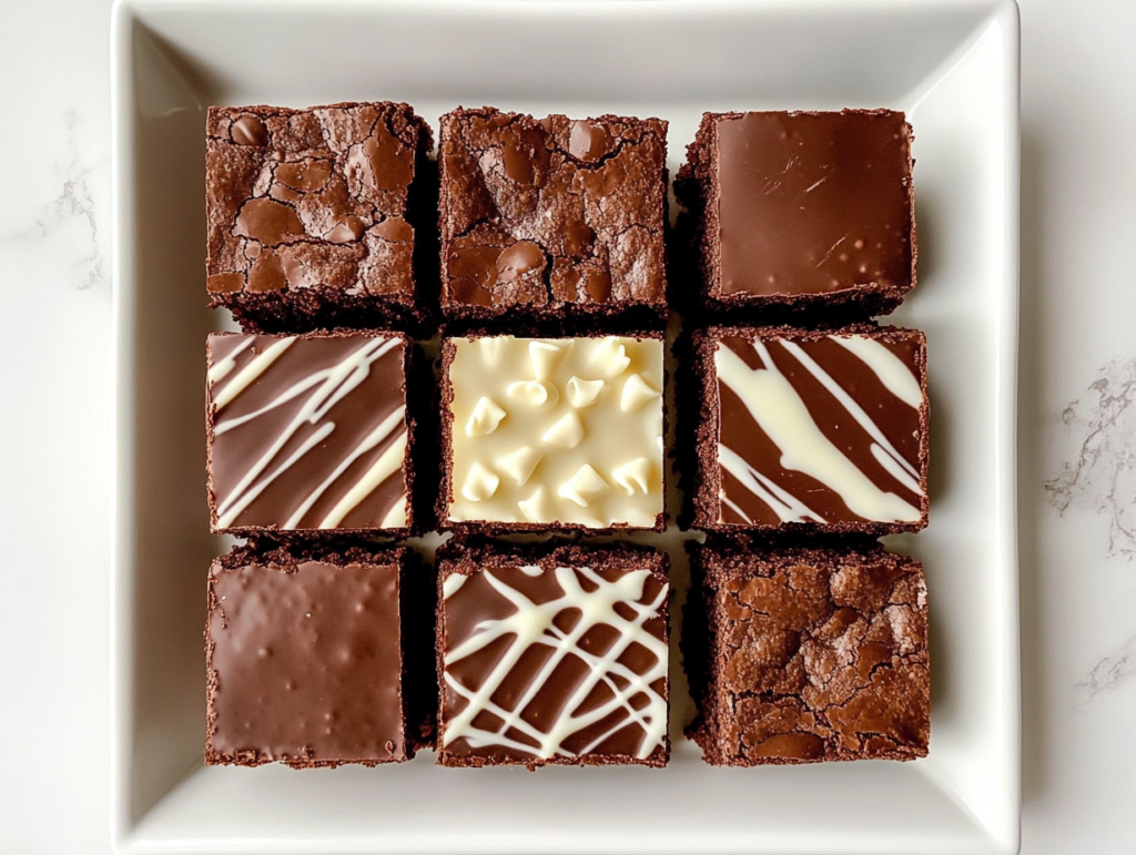 chocolate and white chocolate brownies closeup