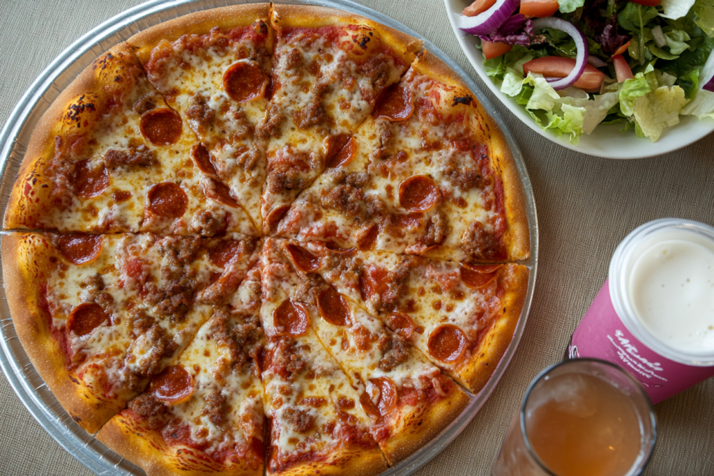 chicken bacon ranch pizza table