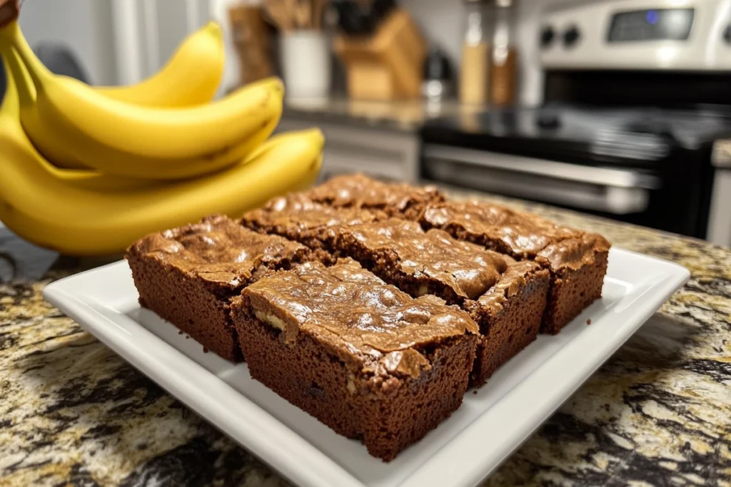 banana bread brownies recipe closeup