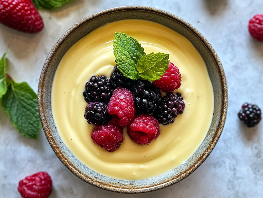 creamy white chocolate mousse closeup
